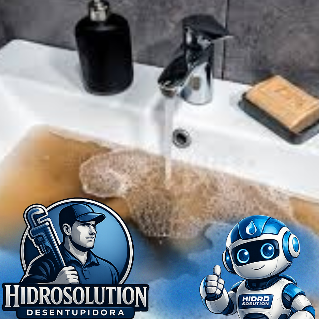 Pia com água suja e produtos